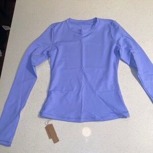 Skims Swim Long Sleeve Shirt Periwinkle Pastel Purple Blue Rashguard XXS Kim K